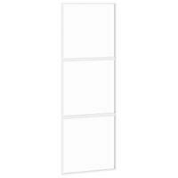 vidaXL Плъзгаща се врата, бяла, 76x205 см, закалено стъкло и алуминий