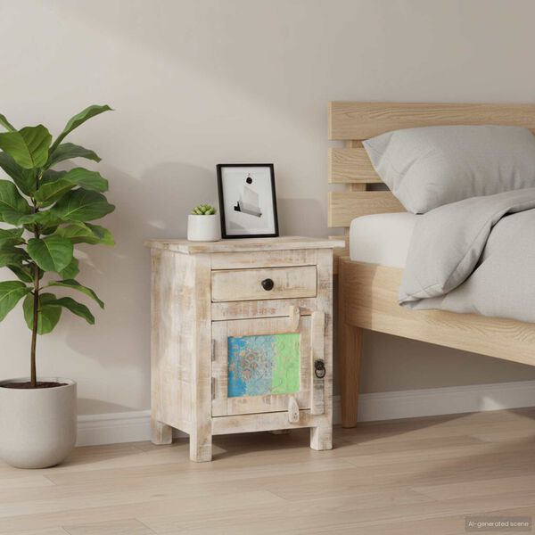 vidaXL Нощно шкафче, 40х30х50 см, грубо акациево дърво