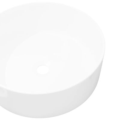 vidaXL Керамична мивка, кръгла, бяла, 40x15 см