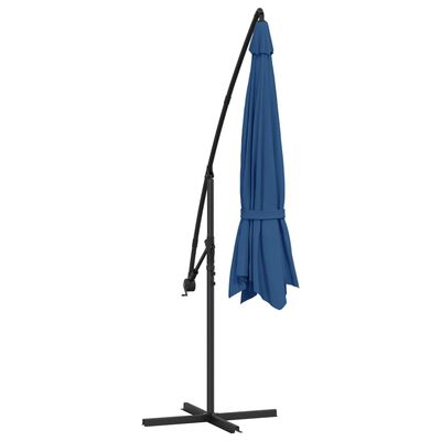 vidaXL Градински чадър с чупещо рамо и алуминиев прът, 350 см, син