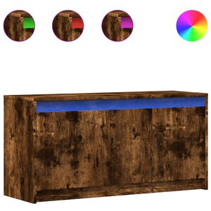 vidaXL ТВ шкаф с LED, опушен дъб, 100x34x50 см, инженерно дърво