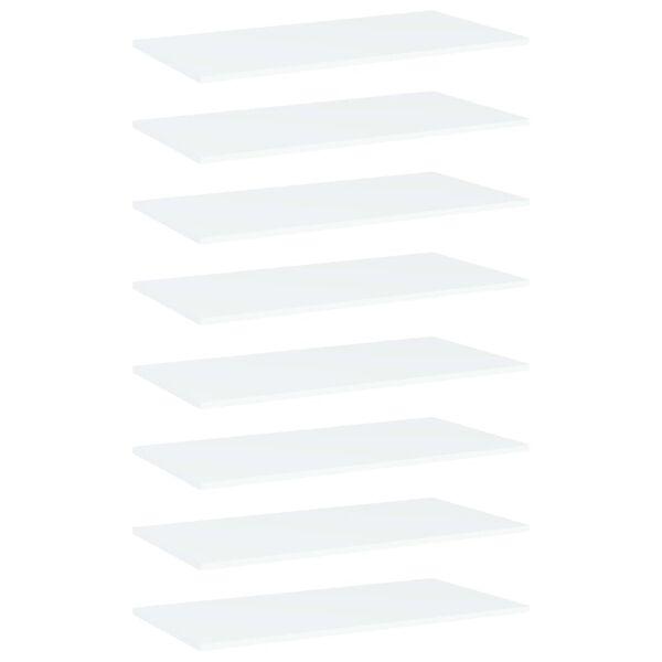 vidaXL Рафтове за етажерка, 8 бр, бели, 80x40x1,5 см, ПДЧ