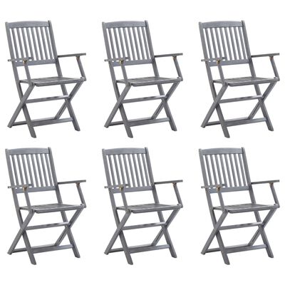 vidaXL Сгъваеми градински столове, 6 бр, акация масив