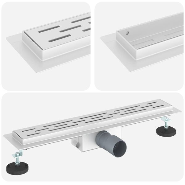 vidaXL Душов дренаж с линия на дизайна Сребрист 50 cm
