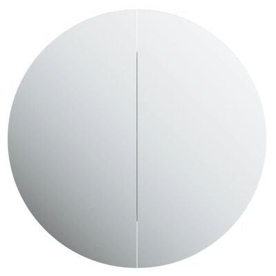 vidaXL Шкаф за баня с кръгло огледало и LED, дъб, 47x47x17,5 см