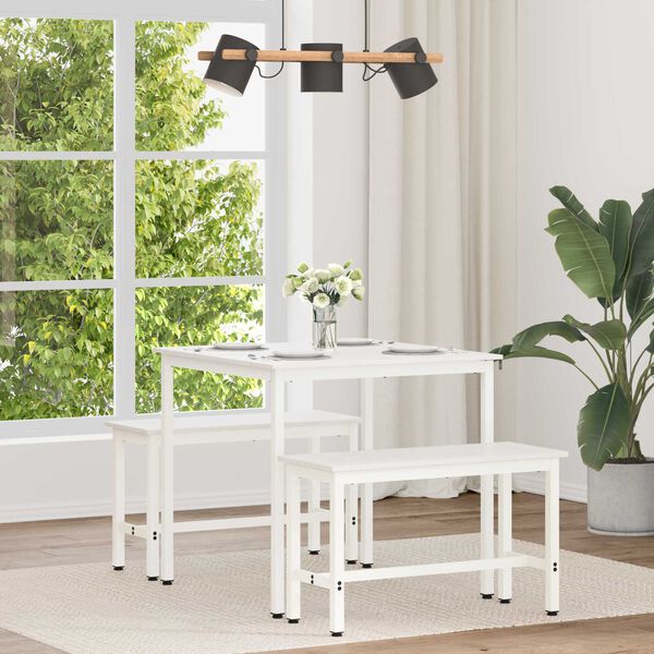 vidaXL Трапезна маса Бяло 80 x 80 x 75 cm Солидно борово дърво