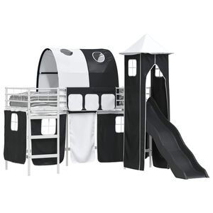 vidaXL Легло на двуетажно легло за деца Бял и черен 74,5 x 190 см