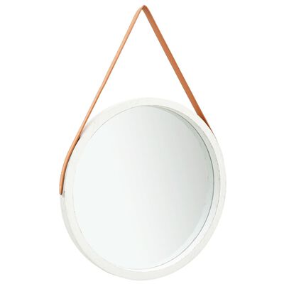 vidaXL Стенно огледало с каишка, 60 см, бяло