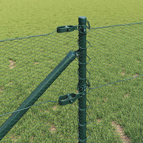 vidaXL Стълб за ограда. Зелен 100 x 0,8 м (13 мм мрежа) Стомана и PVC