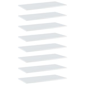 vidaXL Рафтове за етажерка, 8 бр, бял гланц, 80x40x1,5 см, ПДЧ