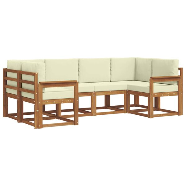 vidaXL Комплект дивани за открито 6 pcs Натурален и Крема