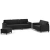 vidaXL Комплект дивани от 3 части с възглавници, черен, кадифе