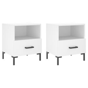 vidaXL Нощни шкафчета, 2 бр, бели, 40x35x47,5 см, инженерно дърво
