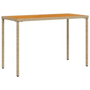 vidaXL Градинска маса с плот от акация, бежово, 115x54x74см, полиратан