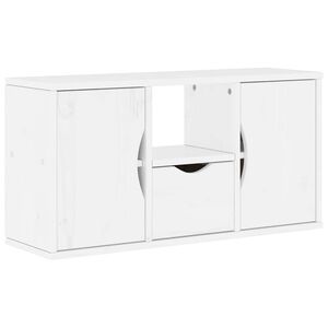 vidaXL ТВ шкаф с чекмедже ODDA бял 79x24x40 cm масивна дървесина бор