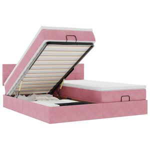 vidaXL Османска легло с матраци и LED, розово, 200x200 см, кадифе