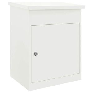 vidaXL Пощенска кутия за пратки с врата Бяло 47,5 x 38 x 59 см Стомана