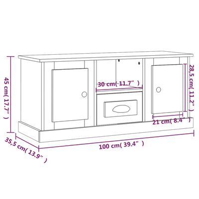 vidaXL ТВ шкаф бял гланц 100x35,5x45 см инженерно дърво
