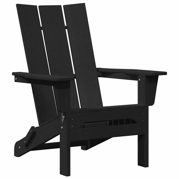 vidaXL Сгъваем Adirondack стол Черно 74.5 x 80.5 x 90 см HDPE