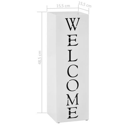 vidaXL Поставка за чадъри "Добре дошли", стомана, бяла