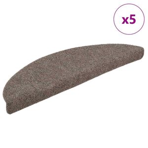 vidaXL Постелки за стълби, самозалепващи се, 5 бр., 56x17x3 см, бежови, полукръгли