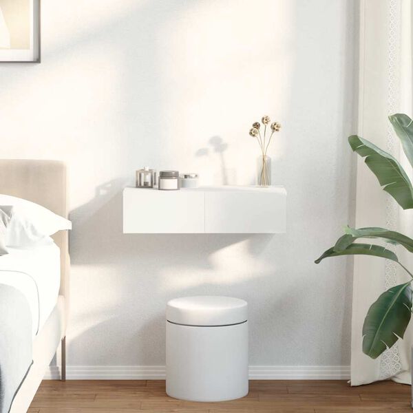 vidaXL Стенна етажерка с чекмеджета Бяла 60x26,5x15 cm