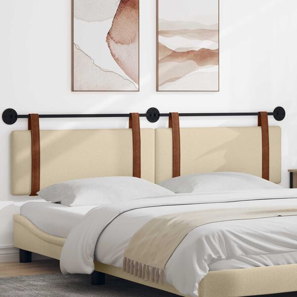 vidaXL Висяща табла Монтиране на стена Крем 210 x 55 x 5 см Антично PU