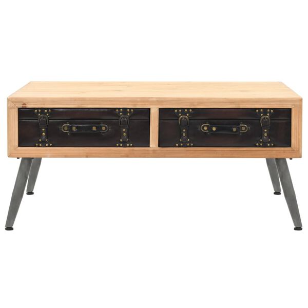 vidaXL Маса за кафе, масивна ела, 115x55x50 см