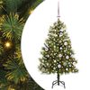 vidaXL Изкуствена коледна елха с хингед и шишарки Зелен 150 cm