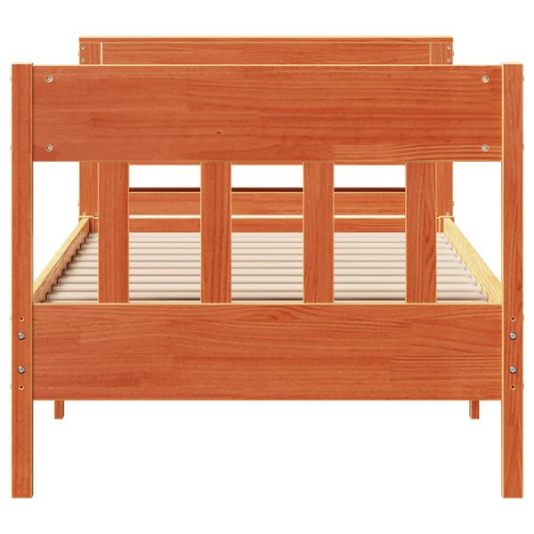 vidaXL Рамка за легло без матрак, восъчнокафяв, 100x200 см, бор масив