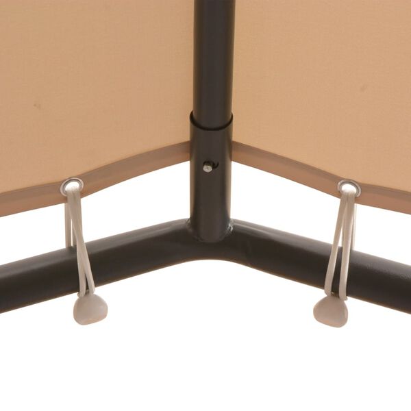 vidaXL Шатра / беседка, с покрив, 4x4 м, стомана, бежова