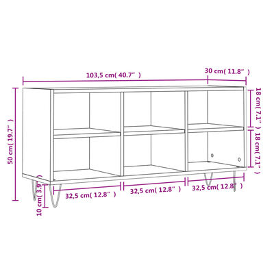 vidaXL ТB шкаф, бетонно сив, 103,5x30x50 см, инженерно дърво