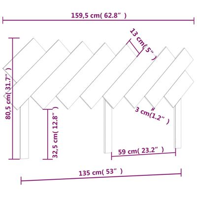 vidaXL Горна табла за легло, 159,5x3x80,5 см, бор масив