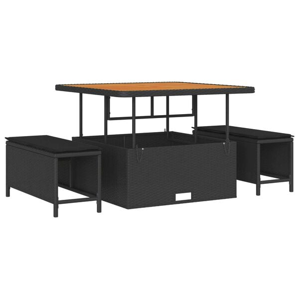 vidaXL Градински Софа Комплект с възглавница 13 pcs Черно