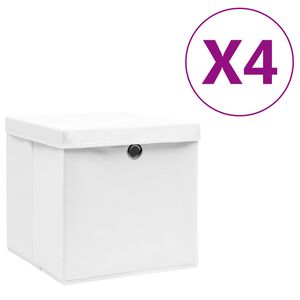 vidaXL Кутии за съхранение с капаци 4 бр 28x28x28 см бели