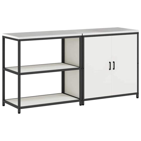 vidaXL Комплект за кухненско съхранение с рафт с врата 2 pcs Бяло