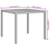vidaXL Градинска маса, 90x90x75 см, полиратан и акациево дърво, сива