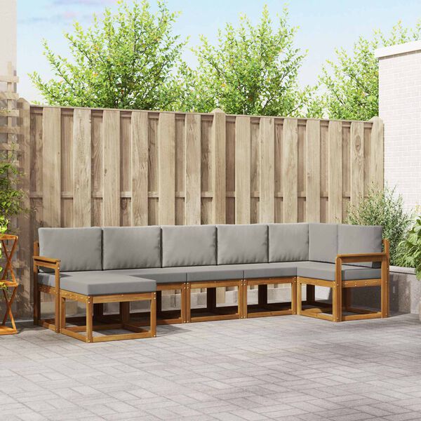 vidaXL Комплект дивани за открито 7 pcs Естествено и светло сиво