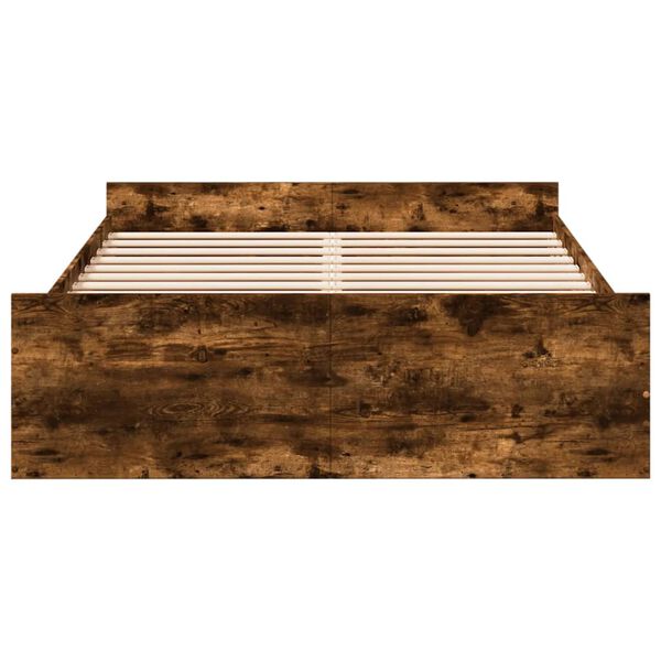 vidaXL Рамка за легло с чекмедже опушен дъб 140x190 см инженерно дърво