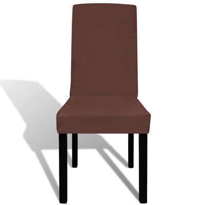 vidaXL Покривни калъфи за столове, еластични, 6 бр, кафяви