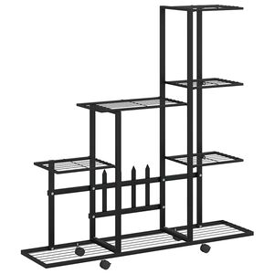 vidaXL Цветарник на колела, 94,5x25x92,5 см, черен, метал