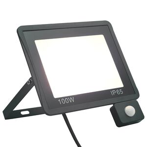 vidaXL LED прожектор със сензор, 100 W, студено бяло