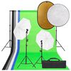 vidaXL Фотографски комплект за студио, комплект лампи, фон и рефлектор
