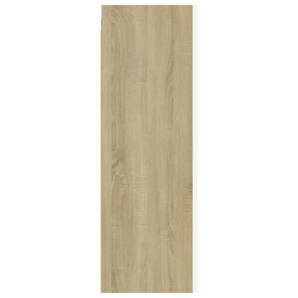 vidaXL ТВ шкаф, бяло и дъб сонома, 30,5x30x90 см, инженерно дърво