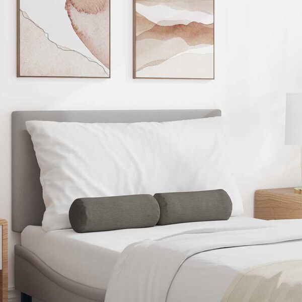 vidaXL Възглавници валяци 2 pcs Светлосиво Ø 15 x 40 см