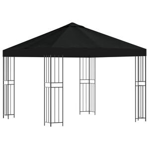vidaXL Шатра 3 x 3 m Черно Полиестер и стомана 190 gsm