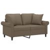 vidaXL 2-местен диван с възглавници, таупе, 120 см, текстил