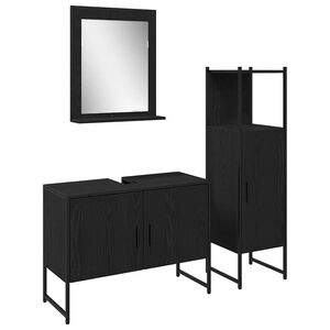 vidaXL Комплект мебели за баня 3 бр. Черно 33 x 33 x 113.5 см