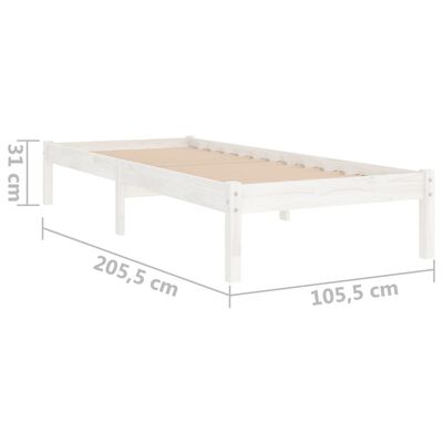 vidaXL Рамка за легло, бяла, бор масив, 100х200 см