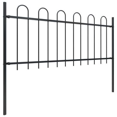 vidaXL Градинска ограда с извити върхове, стомана, 11,9x0,8 м, черна